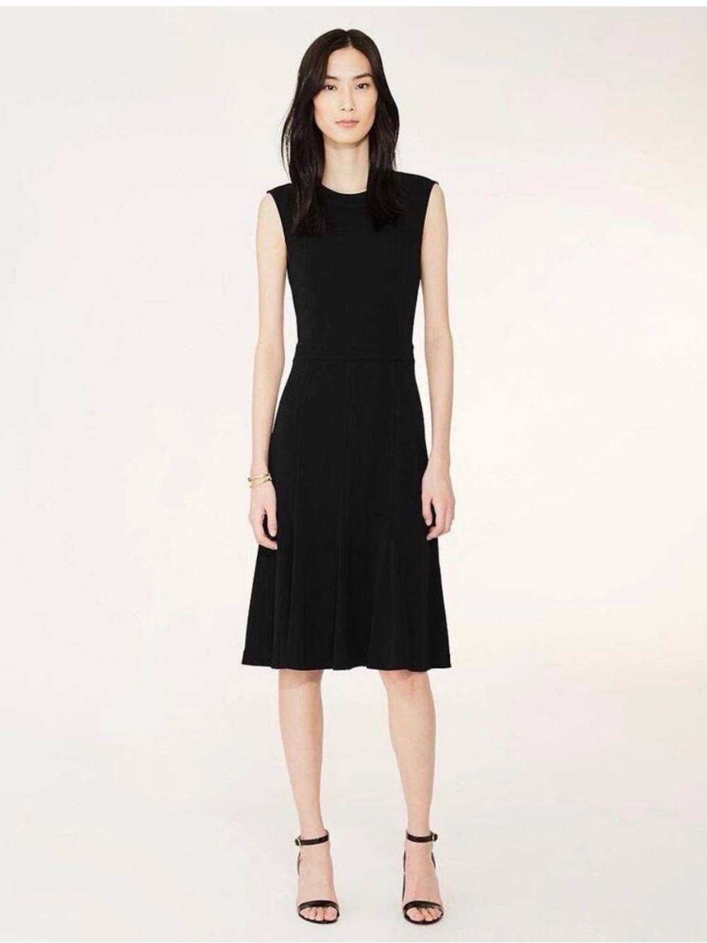 Tory Burch Aubrey Black Fit & Flare Midi Dress NWT Size Small